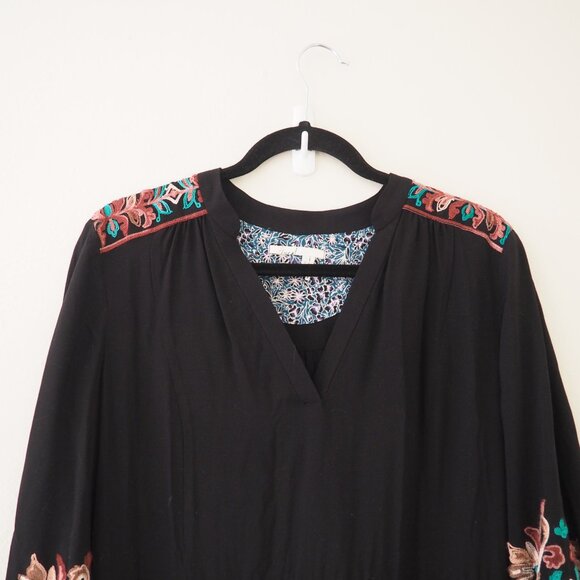 Anthropologie Floreat Black Embroidered Avery Dress sz L - Picture 6 of 10